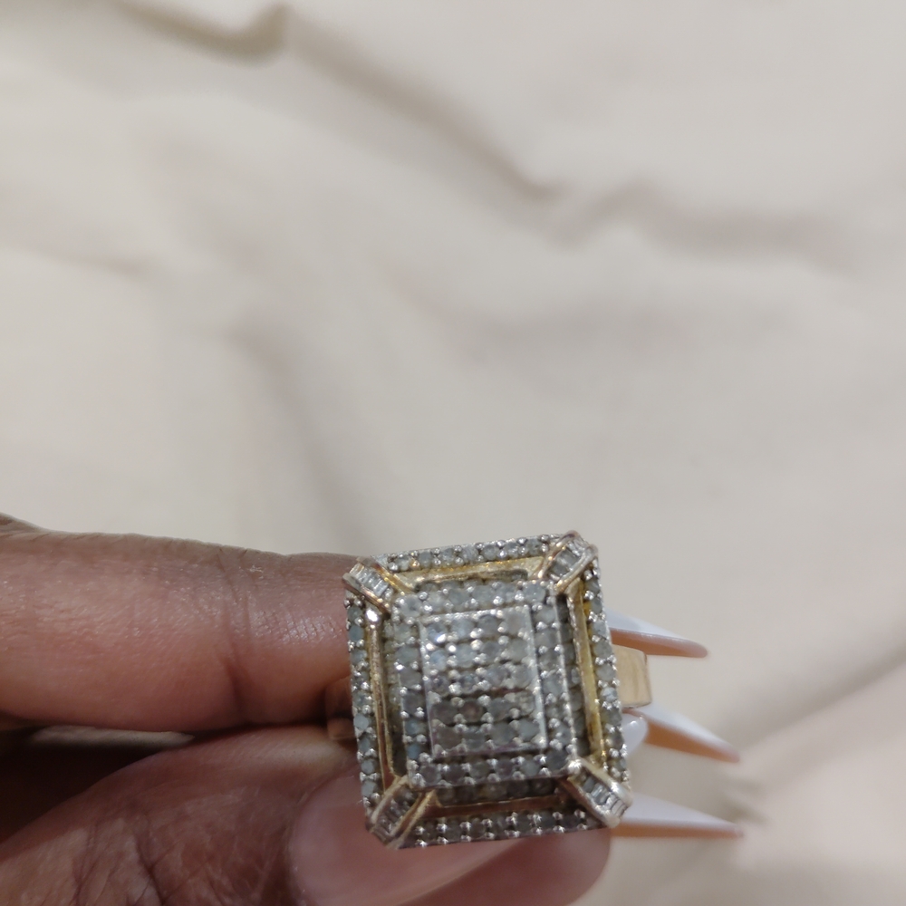 JCPenney Gold and Silver Square Cluster Ring
